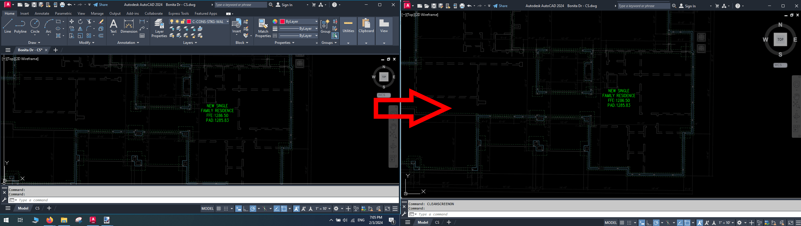 autocad clean screen