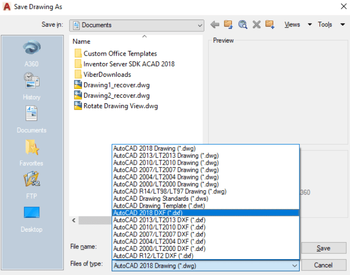 Save objects as DXF in AutoCAD