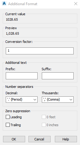 Additional field formatting in autocad