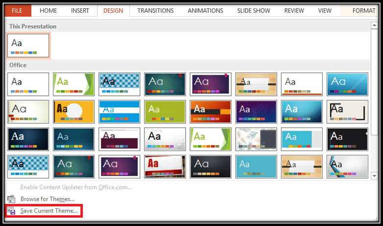 Save Custom PowerPoint theme