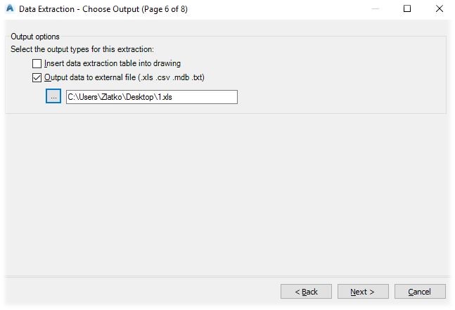 Output file using dataextraction