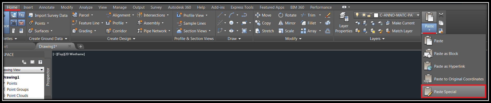 Paste special an image into AutoCAD